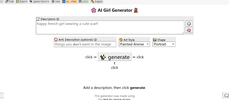 Perchance's AI girl generator