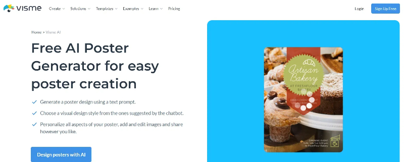 Visme AI poster creator