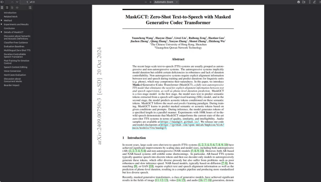 A paper about MaskGCT TTS