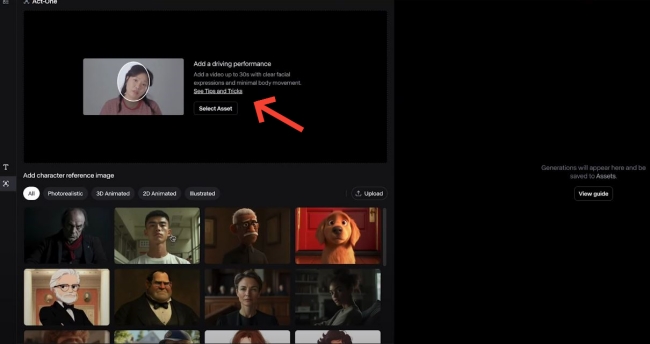 Act-One Video Uploading Page