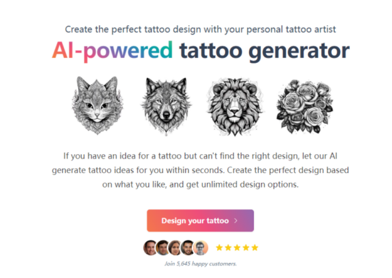 TattoosAI's homepage