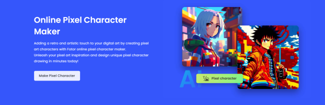 Fotor Pixel Character Maker homepage