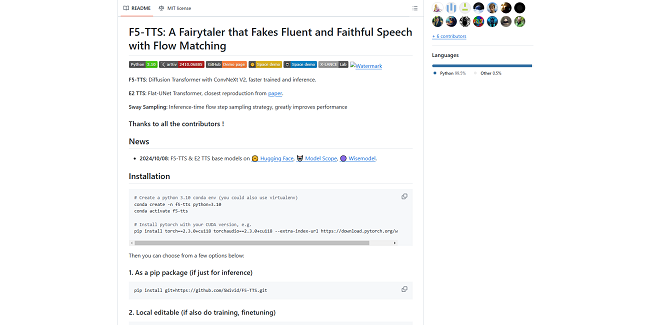 F5-TTS的Github主页