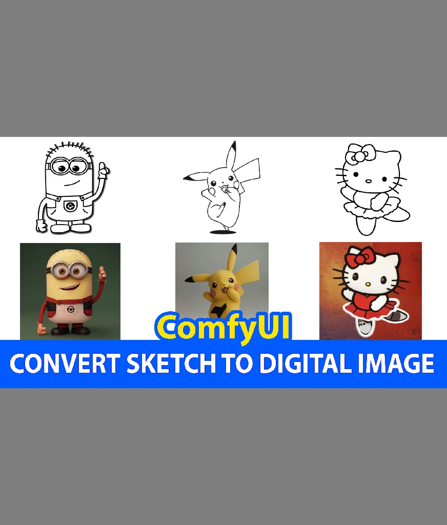 ComfyUI Basic - Convert Sketch to Digital Image
