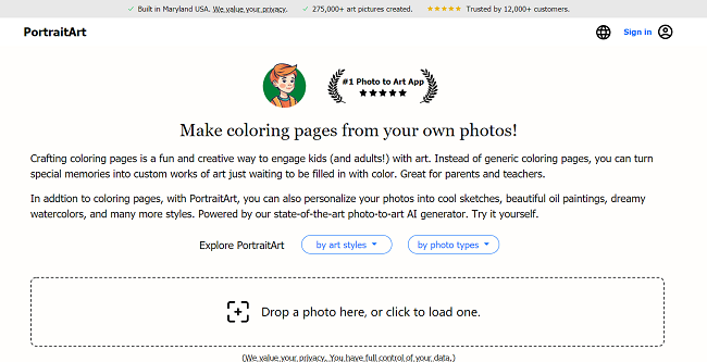 Portraitart – Turn a Photo Into Coloring Page