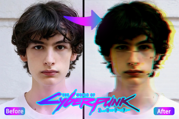 glitch effect before-and-after comparison