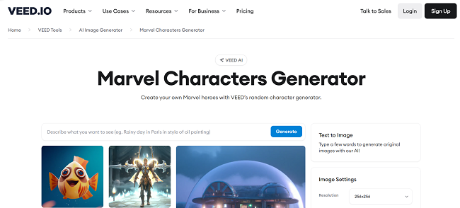 VEEO Marvel Characters Generator