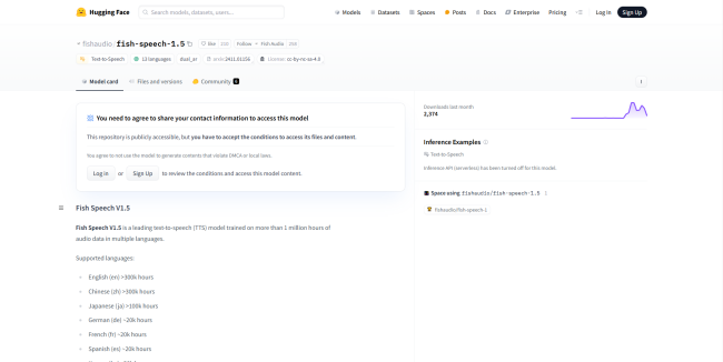 The interface of fish speech 1.5
