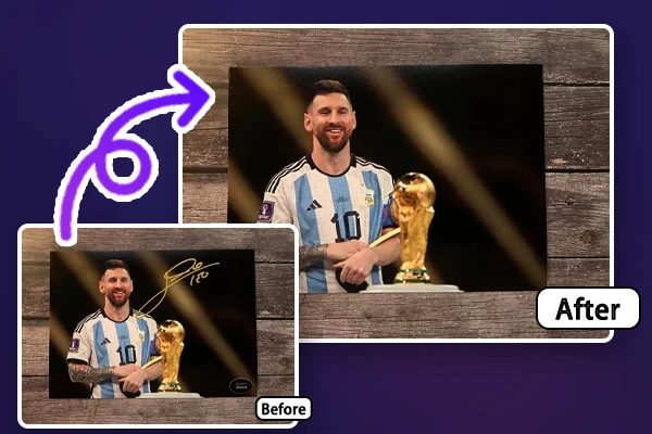 Antes e depois de usar a borracha AI