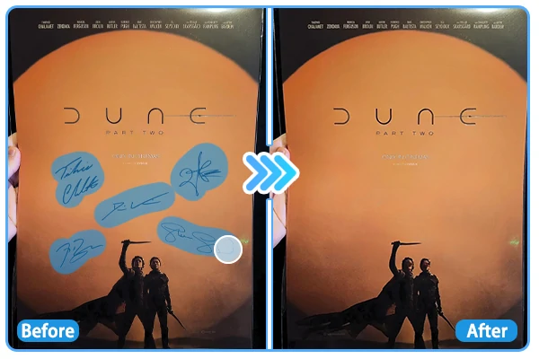 Comparação antes e depois de remover a assinatura