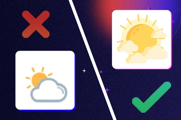 With and Without Icon Comparison