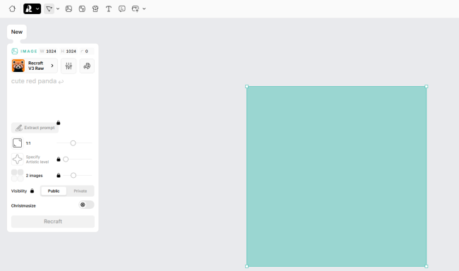 The generation interface of ReCraft