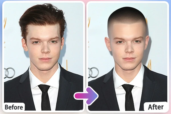 Transform hairstyle into buzz cut with AI