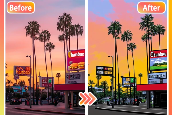 before-and-after comparison of pop art filter 3