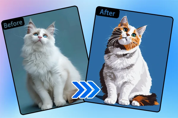 before-and-after comparison of pop art filter 2