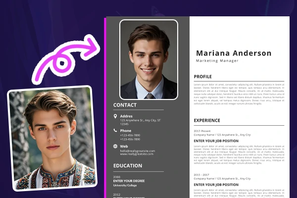 A professional headshot used on a resume