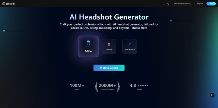 The page of SeaArt AI's headshot generator