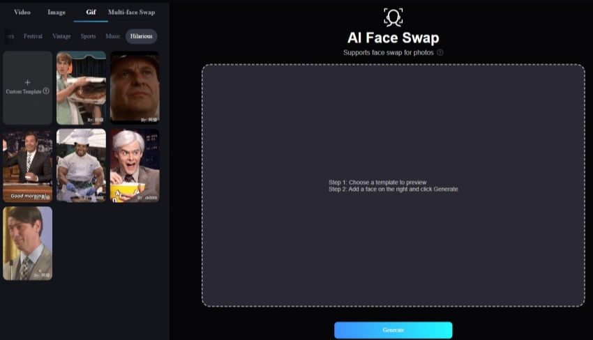 SeaArt AI's GIF face swap tool