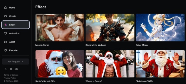 PixVerse AI Effect Page