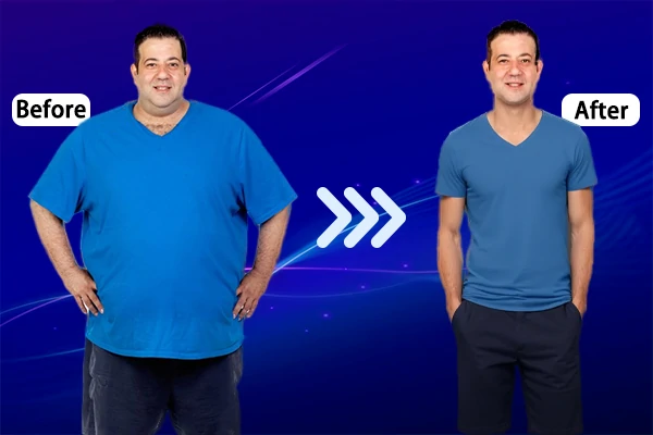 Antes y después de usar el filtro de Gordo a Delgado para mejorar una foto