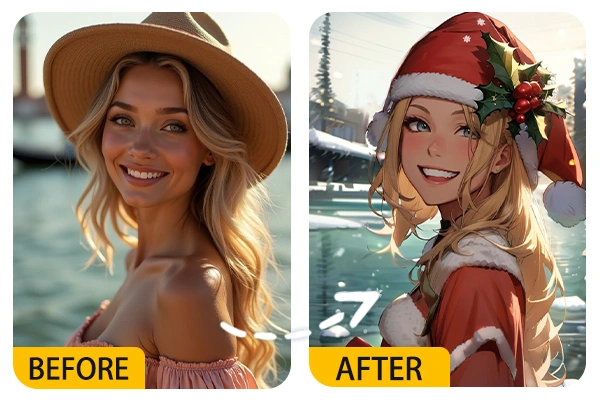 Convert a portrait to anime style with AI filter