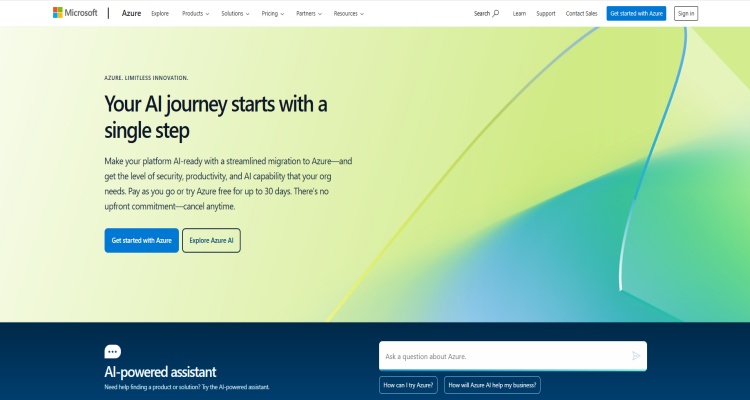 Azure homepage
