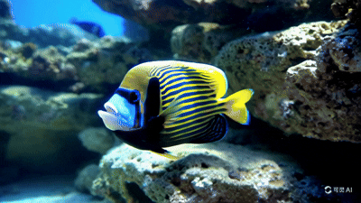 “一条皇帝神仙鱼在水下游动”词生视频