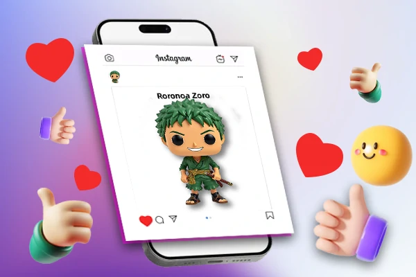 Niedlicher Funko-Pop-Charakter in sozialen Medien