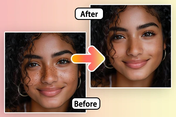 The effect of using the AI blemish remover