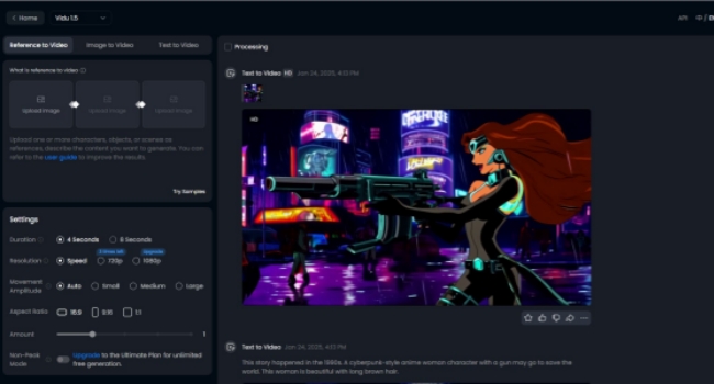 Using Vidu AI to generate video