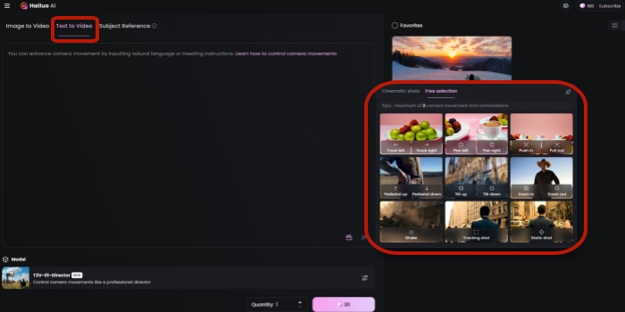 Text to video in Hailuo AI