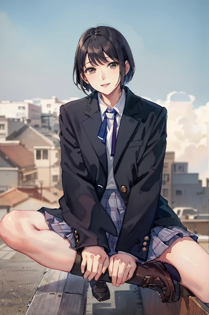 ショートカット制服先輩