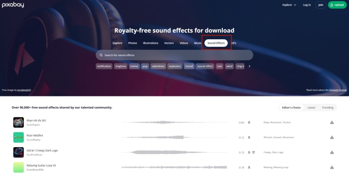 Pixabay homepage