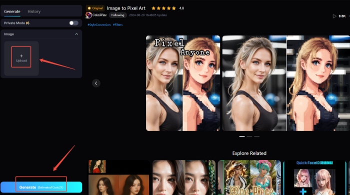 Image Pixel Art Generator on SeaArt AI