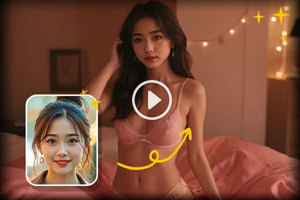 Troca de rosto em vídeo da garota de biquíni