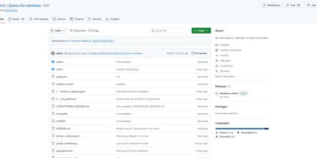 Zonos github homepage