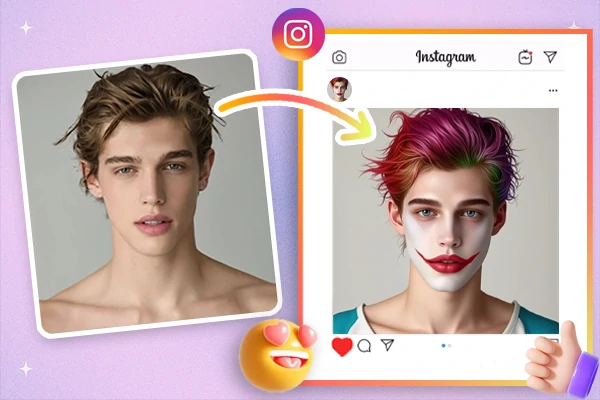 Share clown image on social media