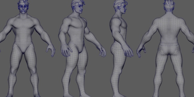 The base mesh of a man