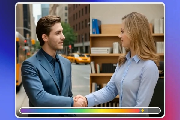 Video de apretón de manos con barra de progreso