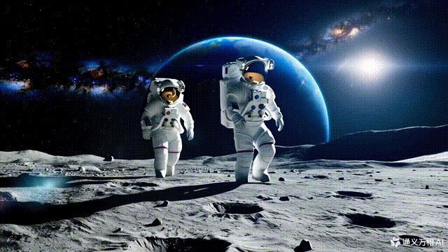 Wan 2.1 AI生成视频 – 月球漫步