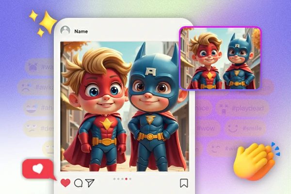 Sharing big face cutout on social media