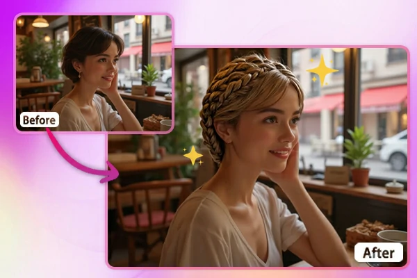 AI Tranças Curtas Antes e Depois