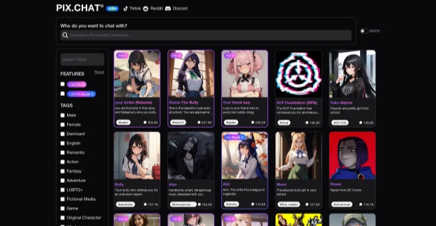 Pix Chat homepage