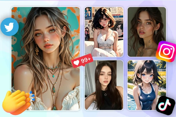 Imagem de garota com emojis