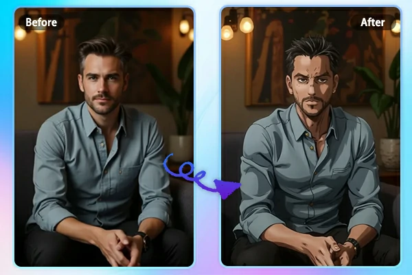 Before and After of A Man Using JoJo Filter