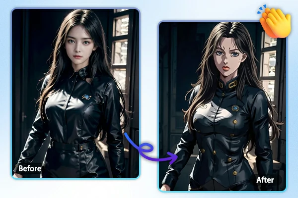 A Girl Photo to JoJo Style Image Before and After