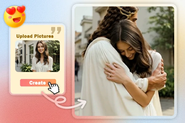 Try AI Jesus hugging with a photo