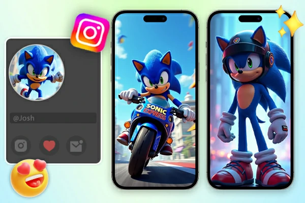 A side-by-side comparison of different uses of Mobian characters