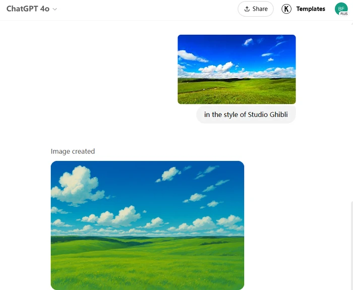 Convert photo to Ghibli Art in ChatGPT