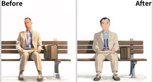 Forrest Gump with Ghibli filter